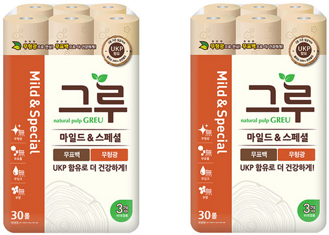 그루 마일드 앤 스페셜 화장지, 30m, 30개입, 2개