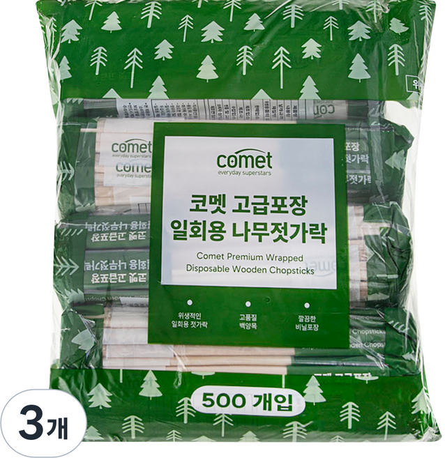 comet 高級包裝一次性木筷, 3個, 500入