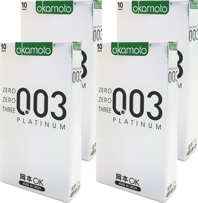 오카모토 0.03 플레티늄 초박형 콘돔, 10개입, 4개