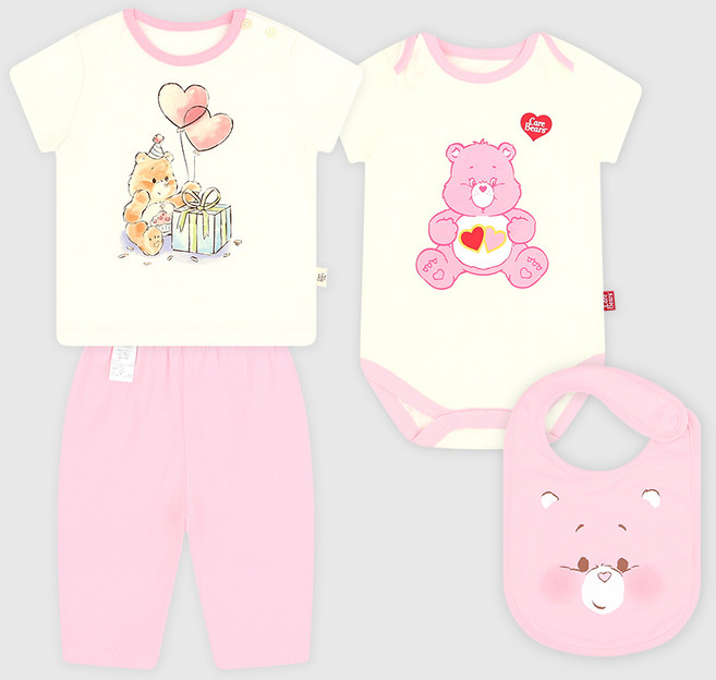 케이베어 출산 백일 돌 케어베어즈베이비 오가닉 선물 3종세트 내의세트+ 바디수트 + 턱받이