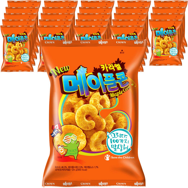 크라운 카라멜 메이플콘, 124g, 25개