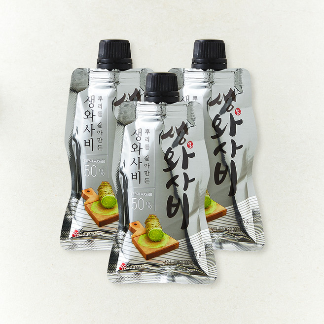 주비푸드 뿌리를 갈아만든 생와사비 50%, 75g, 3개