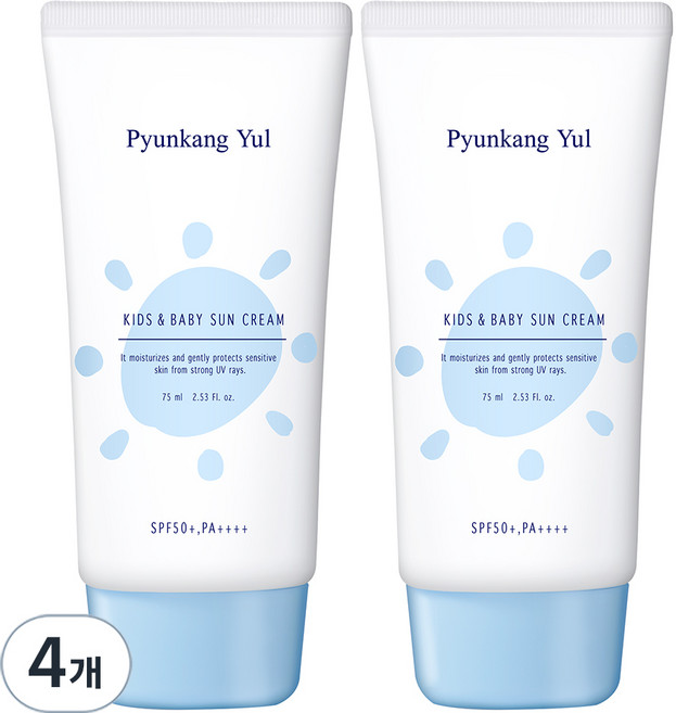 편강율 키즈 앤 베이비 촉촉 선크림 SPF50+ PA++++, 4개, 75ml