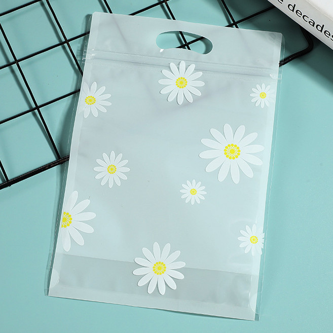 미미파티 감성 귀여운 구디백 손잡이 지퍼백 포장 봉투, 데이지꽃, 50개