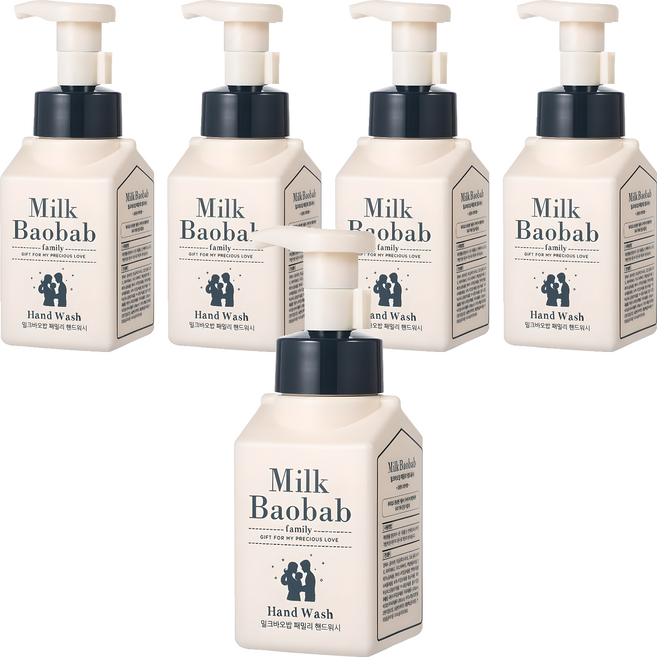 밀크바오밥 패밀리 거품형 핸드워시, 상큼한 오렌지껍질향, 300ml, 5개