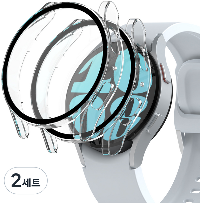 누아트 변색없는 갤럭시 워치 풀커버 하드케이스 2p, 투명+투명, 2세트