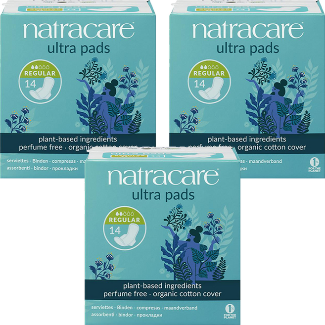 나트라케어 울트라 패드 생리대 날개형 레귤러, 소형, 14개입, 3개