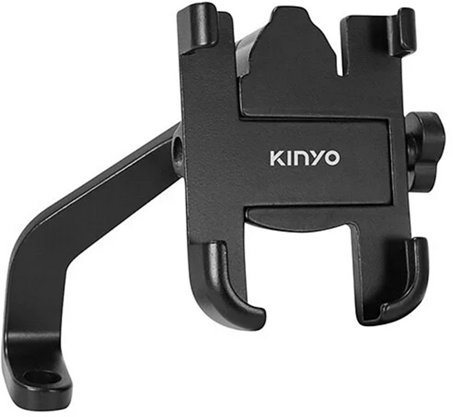 Kinyo U型機車手機架 附防滑墊 + 防滑貼片 + 六角螺絲把手 8.5 x 6.3cm 165g, MCH-087, 黑色
