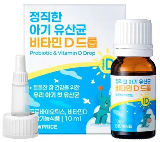 뉴프라이스 정직한 아기 유산균 비타민D 드롭, 1개, 10ml - 쿠팡