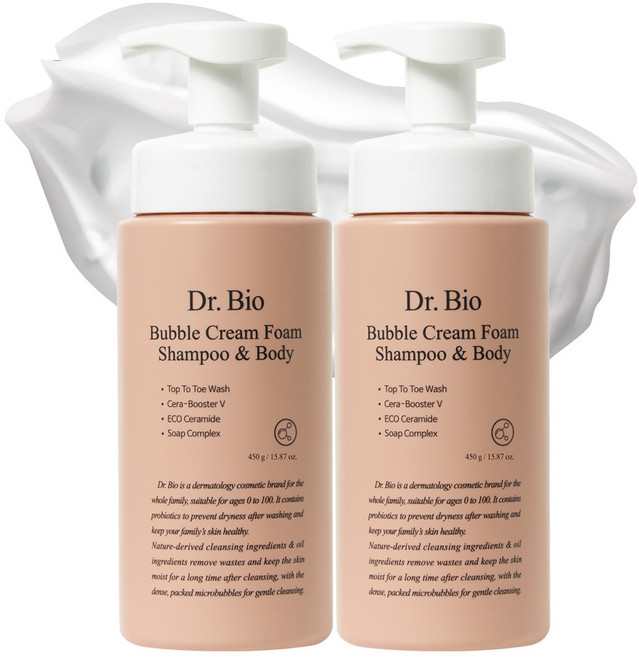 Dr.Bio 泡泡奶油泡沫洗髮&身體, 450ml, 2個