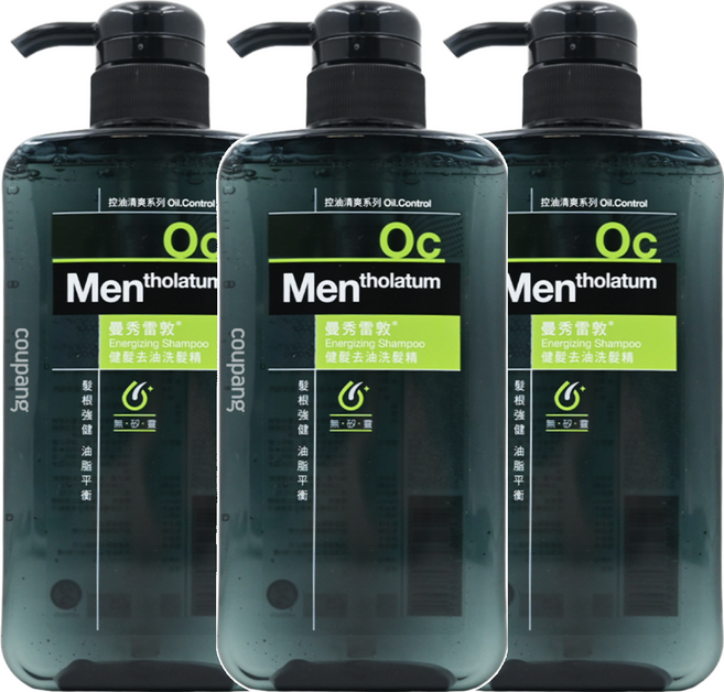 MENTHOLATUM 曼秀雷敦 男士健髮去油洗髮精 草本香, 550ml, 3瓶
