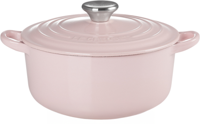 LE CREUSET 圓鐵鍋 附鋼頭鍋蓋, 20cm, 雪紡粉, 1個