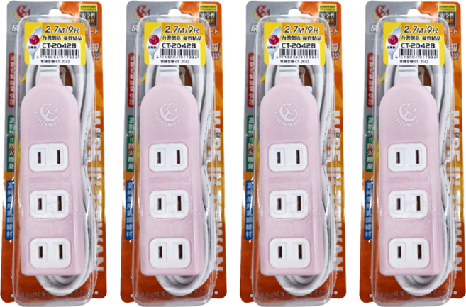 CENTENARY 成電牌 超值型3+1座電源延長線, 2.7m, 顏色隨機, 4條