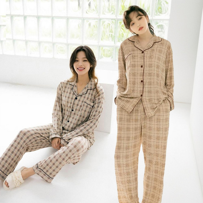 테라우드 커플용 허니 피치기모 잠옷 상하의 2p 세트