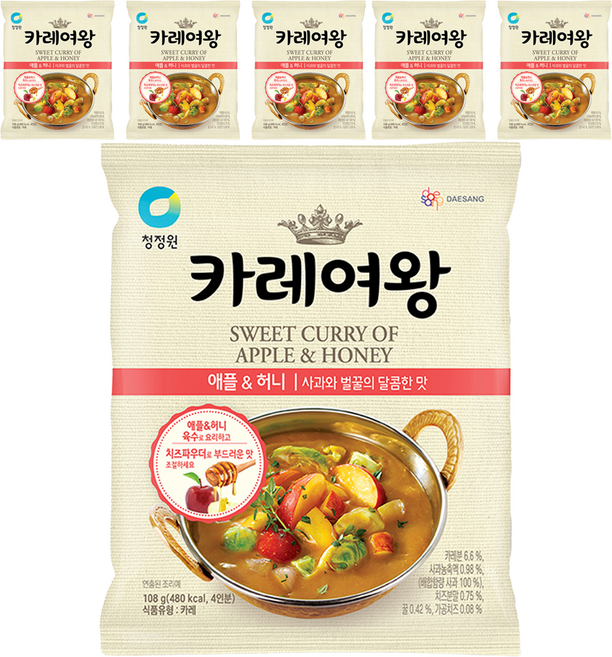 카레여왕 애플 & 허니, 108g, 6개