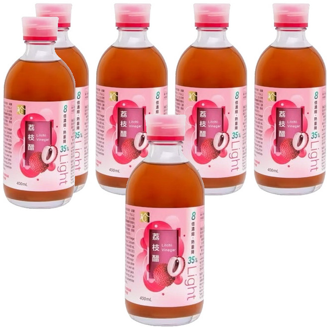 百家珍 Light果醋 荔枝醋, 400ml, 6瓶