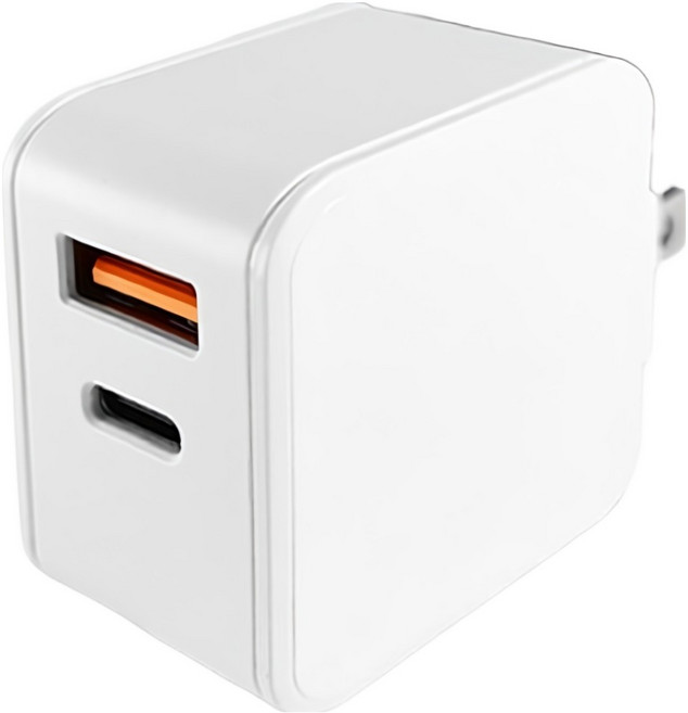 PD20W 2口快速充電器 支援100V-240V, 白色, 1個