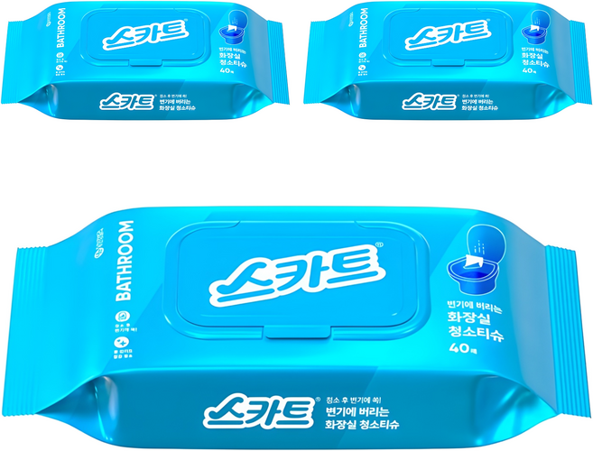 스카트 변기에 버리는 화장실 청소티슈, 3개