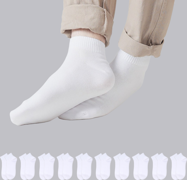 NO DESIGN 男士素色短筒襪 10雙組