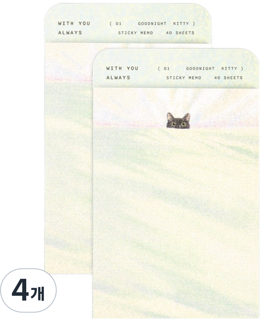 대시앤도트 위드 유 올웨이즈 스티키 메모, 01 굿나잇 키티, 40개입, 4개