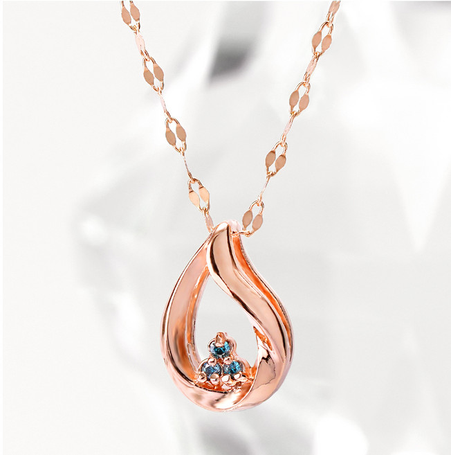 주리에떼 18K 여성용 천연 다이아 물방울 모닝듀 금 목걸이 + 사은품 반지 + 쇼핑백