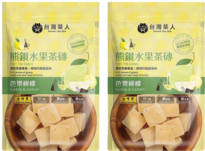 台灣茶人 熊鑽水果茶磚 芭樂檸檬 Fruit Tea Cubes-Guava&Lemon, 20g, 7顆, 2袋