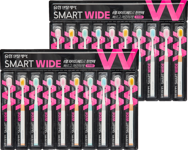 유한덴탈케어 스마트와이드 칫솔 초극세모, 10개입, 2개