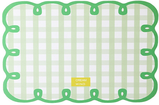 데이소이 반려동물 체크무늬 스프링 식기매트 M, 01 그린, 1개