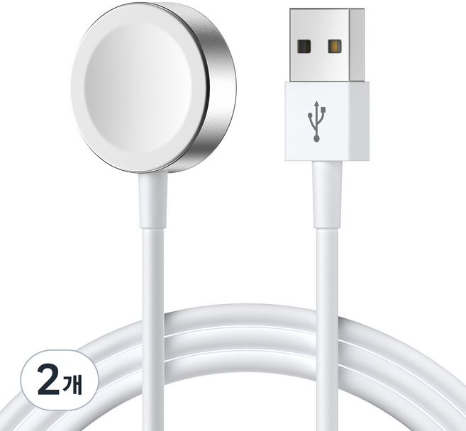 케이맥스 애플워치 전기종 호환 A타입 무선 충전기 1m, 2개, 화이트
