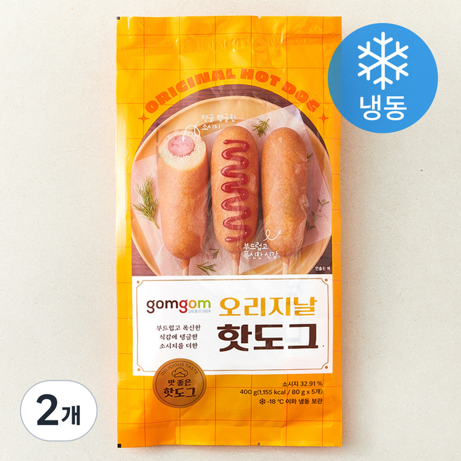 곰곰 오리지날 핫도그 (냉동), 80g, 2개, 5개입