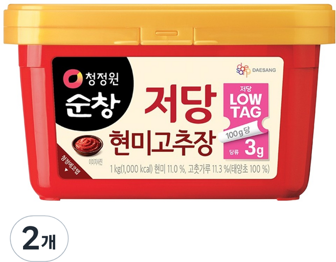청정원순창 대상 순창 저당 현미 고추장, 1kg, 2개