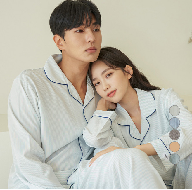 도씨 커플용 실크핏 클린 긴팔 잠옷 2세트 D-3651