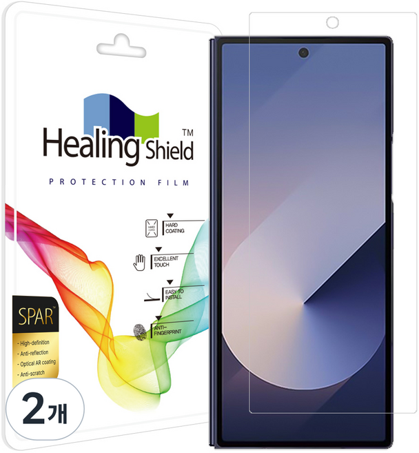 Healing Shield Superior AR 高畫質全覆蓋型外部螢幕手機保護膜, 2個