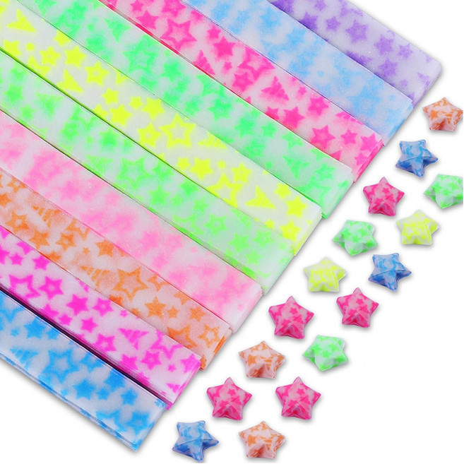 미소로운 이벤트 양면 별 종이접기 멀티페이퍼 야광 별, 10색, 210개