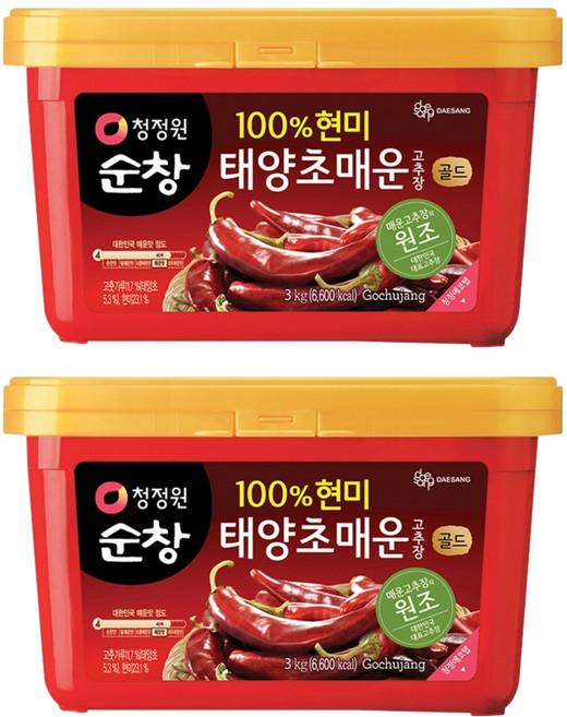 청정원순창 태양초 매운고추장 골드, 3kg, 2개