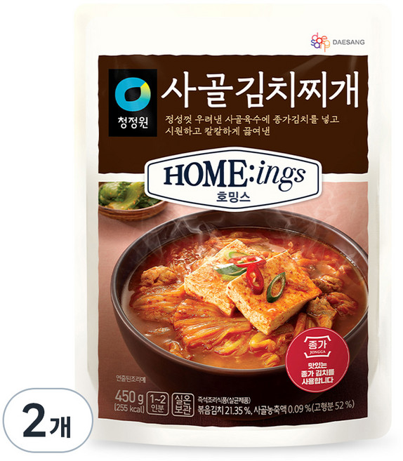 청정원 호밍스 사골 김치찌개, 450g, 2개