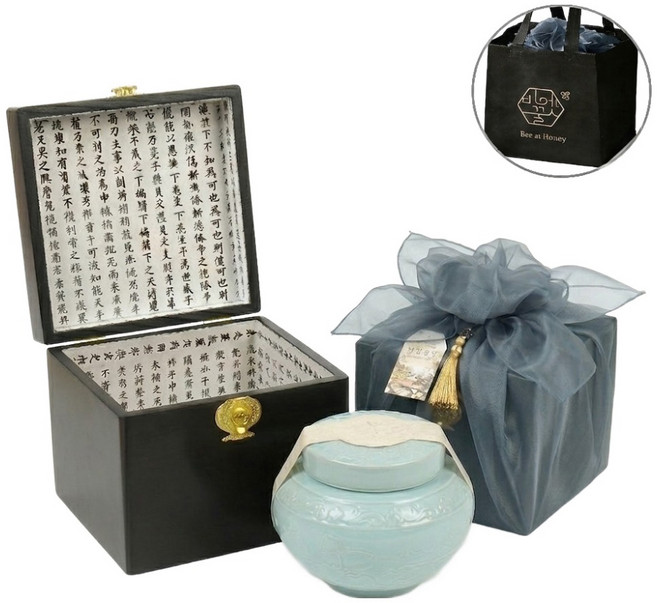 비엣꿀 목함 도자기 벌꿀 선물세트 + 쇼핑백, 1.2kg, 1개