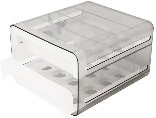 NATURE LIVING 雙層雞蛋收納盒 32格, 白色 + 透明色, 1入