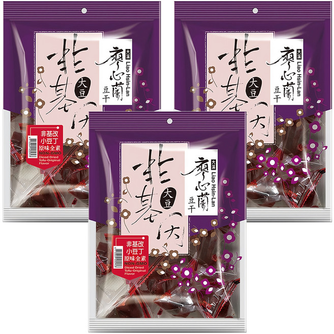 大溪廖心蘭豆干 非基改小豆丁 原味, 220g, 3包