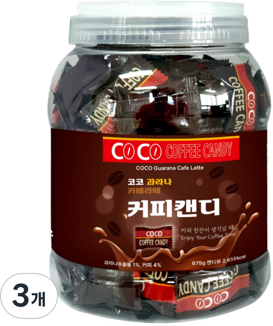 Coco 瓜拿納拿鐵咖啡糖, 675g, 3個