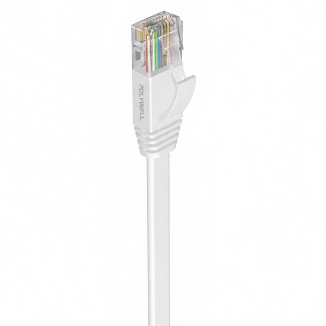 POLYWELL 寶利威爾 CAT6扁線 1Gbps RJ45 高速網路線, 20m, 白色, 1條