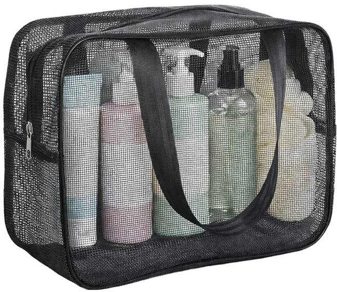 알파커머스 다용도 매쉬 물빠짐 세면가방, 블랙