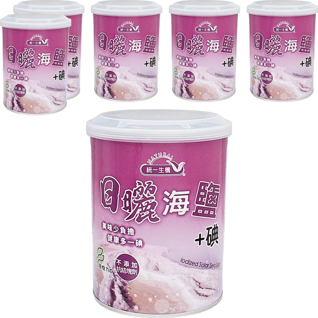 統一生機 日曬海鹽加碘, 600g, 6罐
