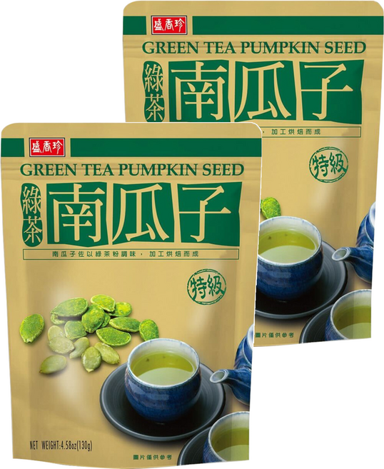 盛香珍 特級綠茶南瓜子, 130g, 2個