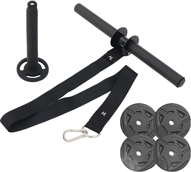 헬스럽 리스트롤러 전완근 추감기 운동기구 + 원판 2.5kg x 4p 세트, 블랙 + 실버, 1세트