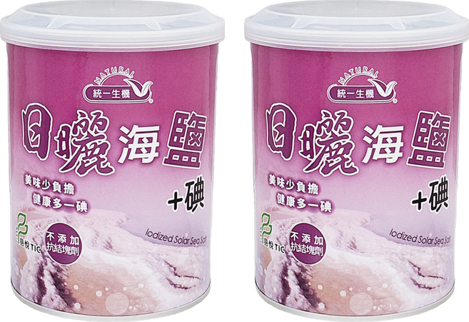 統一生機 日曬海鹽加碘, 600g, 2罐