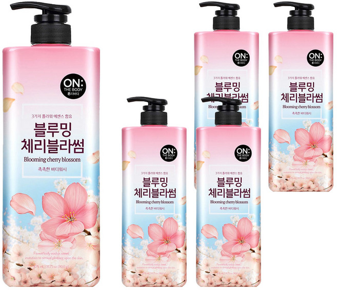 ON THE BODY 花漾香氛沐浴乳 甜美櫻花, 900g, 5瓶