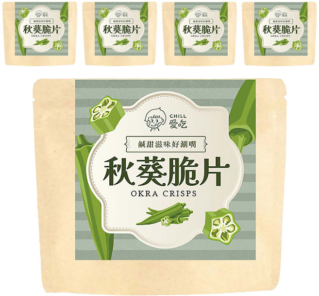 CHILL 愛吃 秋葵脆片, 40g, 5個