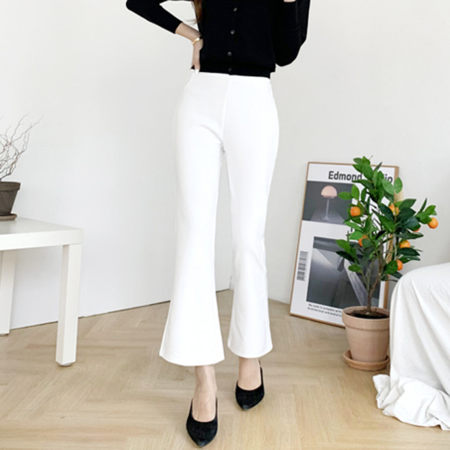 잘빠진 여성용 매직스판 부츠컷 크롭 슬랙스 1705