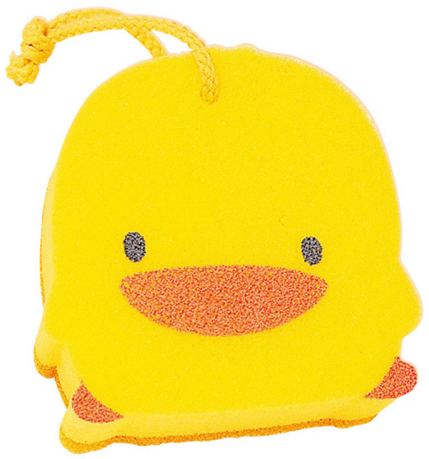 PiYOPiYO 黃色小鴨 小鴨造型雙層沐浴海棉 W11*L11*H3.5cm, 黃色, 1個